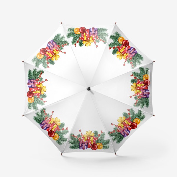 Зонт «Подарки и еловые ветки»