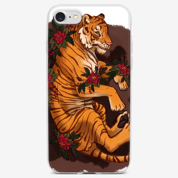 Чехол iPhone «Тигр в цветах»