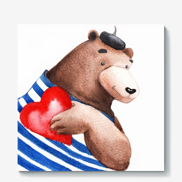 Холст «Влюблённый медведь»