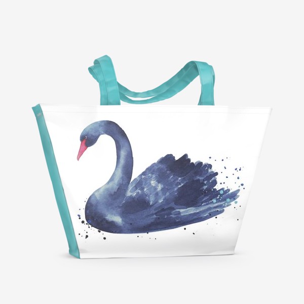 Пляжная сумка &laquo;Синий лебедь.Акварель&raquo;