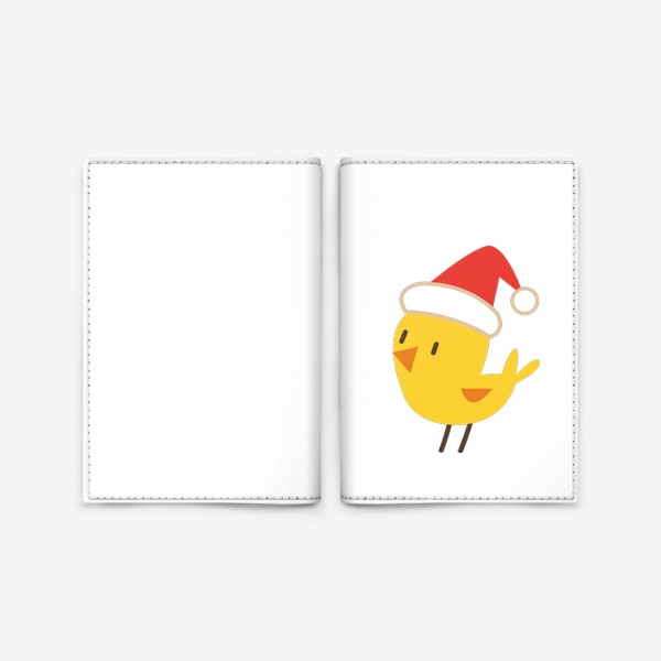 Обложка для паспорта «Цыпленок в красном колпаке Санты»