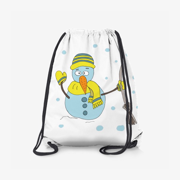 Рюкзак «Снеговик с метлой в желтом шарфике »