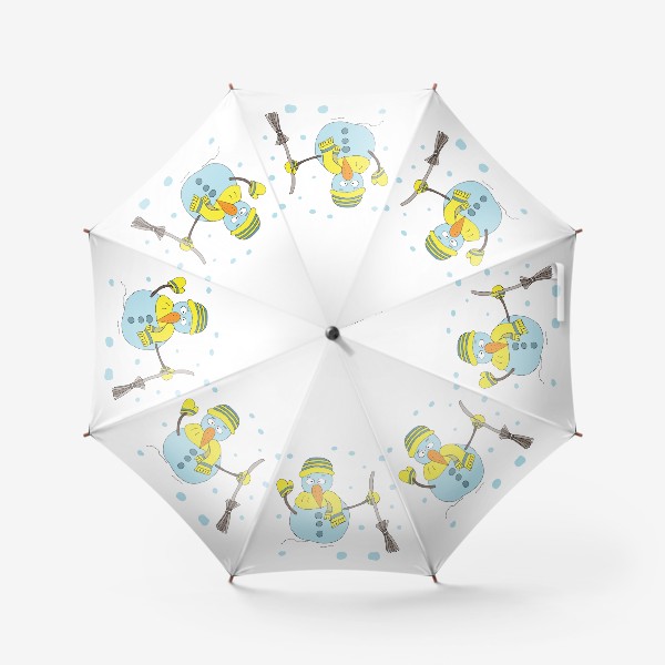 Зонт «Снеговик с метлой в желтом шарфике »
