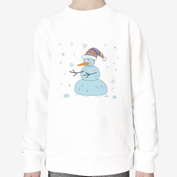 Свитшот «Добрый снеговик ловит снежинки»