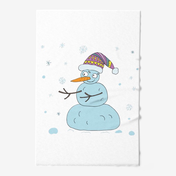 Полотенце «Добрый снеговик ловит снежинки»
