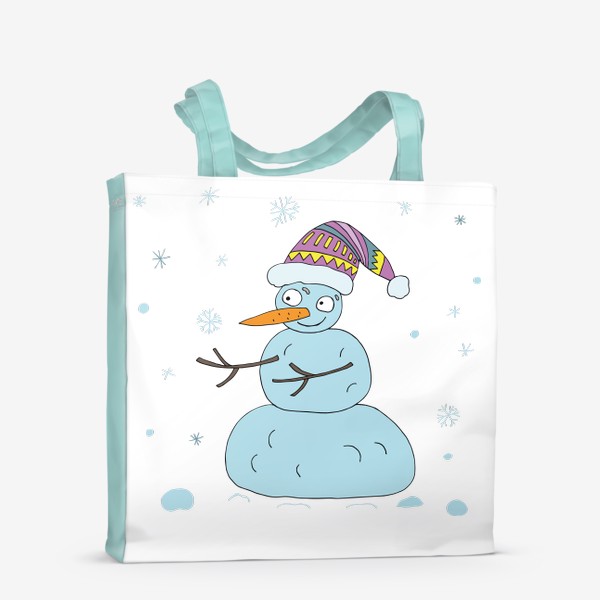Сумка-шоппер «Добрый снеговик ловит снежинки»