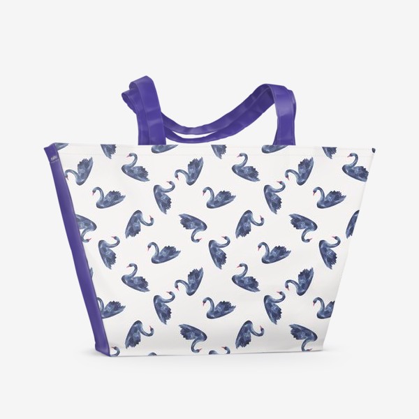 Пляжная сумка «Синие лебеди.Узор.Акварель»