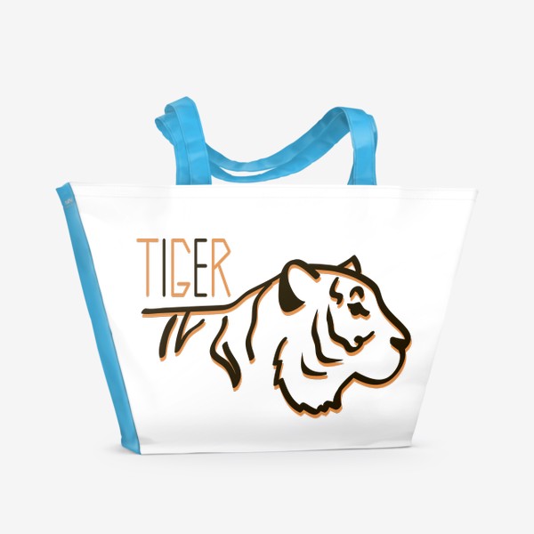 Пляжная сумка «контур тигр и надпись»
