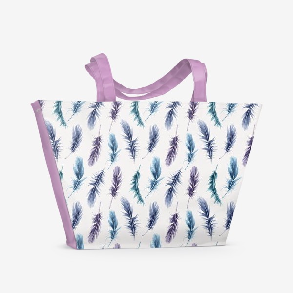 Пляжная сумка «Разноцветные перья.Акварель»