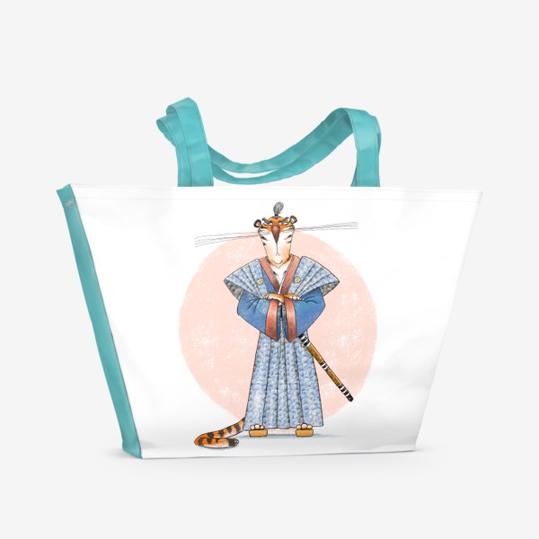 Пляжная сумка «Тигр-самурай, символ 2022»