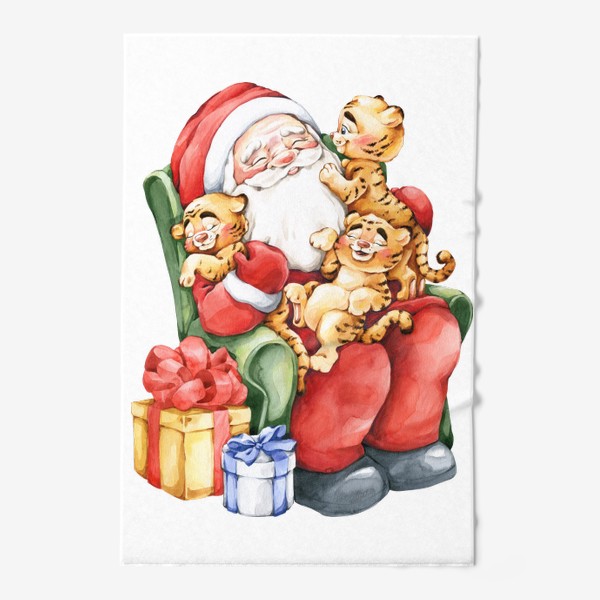 Полотенце &laquo;Дед Мороз и тигрята&raquo;