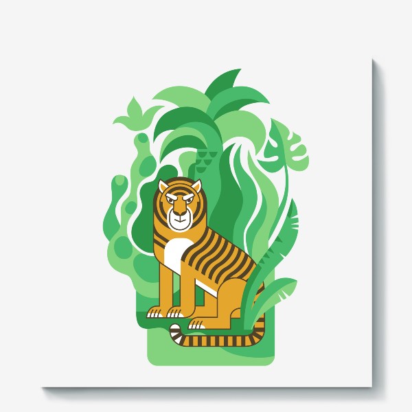 Холст «Тигр в джунглях. Символ 2022 года»