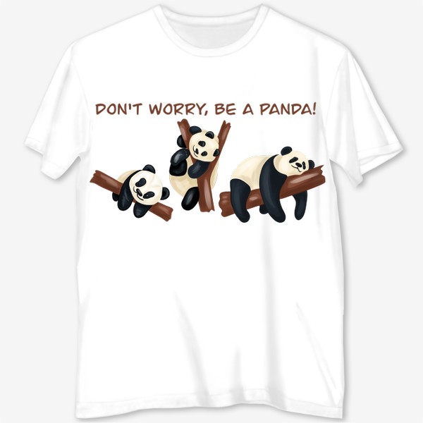 Футболка с полной запечаткой «Don't worry, be a panda!»