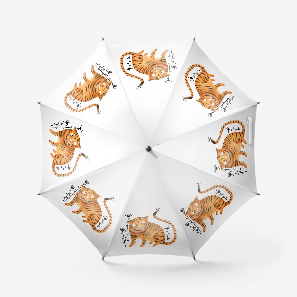 Зонт «Тигрокошка в цветах»