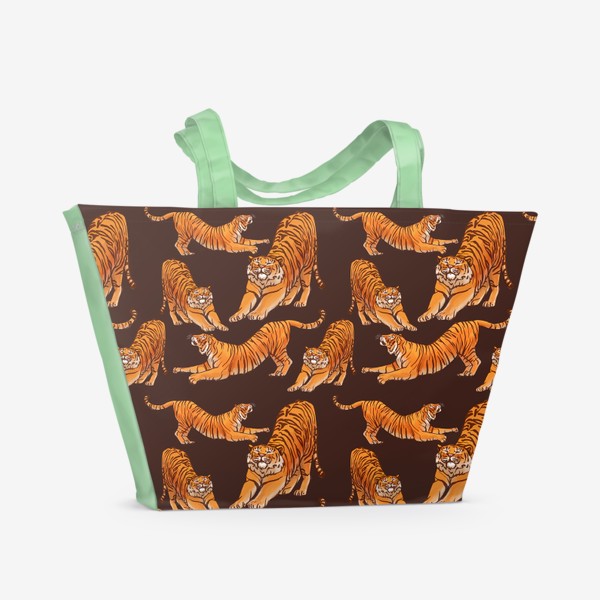 Пляжная сумка «Тигровые потягушки паттерн»