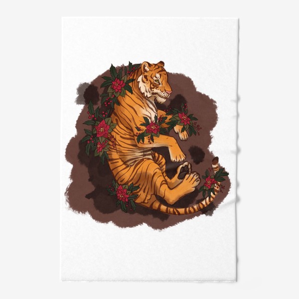 Полотенце «Тигр в цветах»