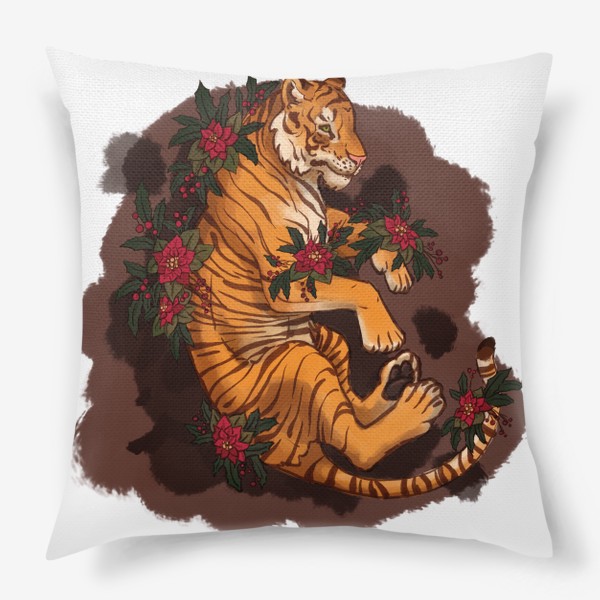 Подушка «Тигр в цветах»