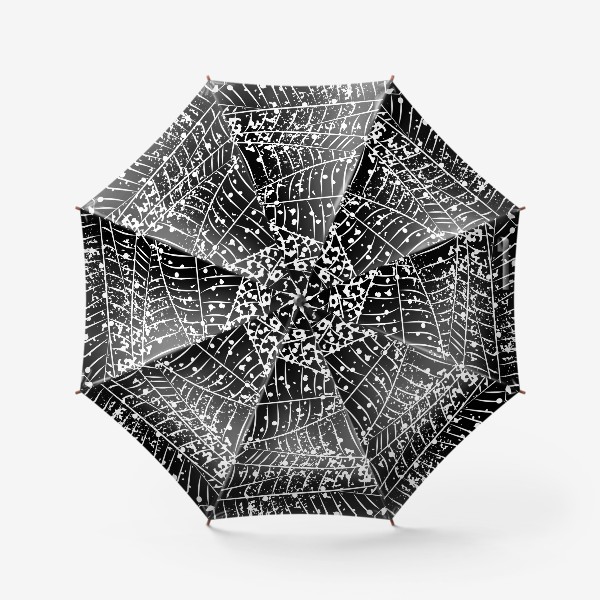 Зонт «чёрно-белые абстрактные листья»