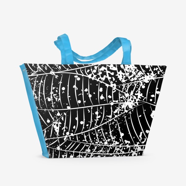 Пляжная сумка «чёрно-белые абстрактные листья»