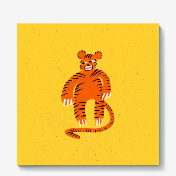 Холст «Оранжевый тигр в ретро стиле»