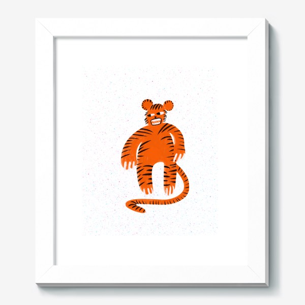 Картина «Оранжевый тигр в ретро стиле на фоне в крапинку»