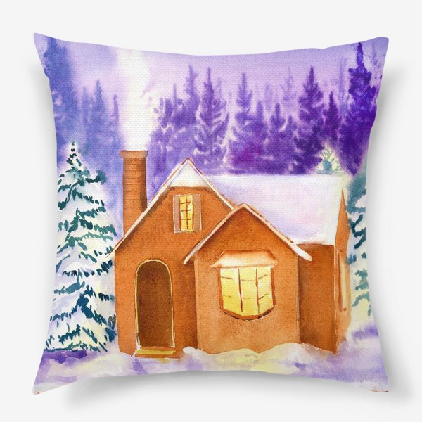Подушка «Зимняя сказка Зимний дом Рождество Новый год»