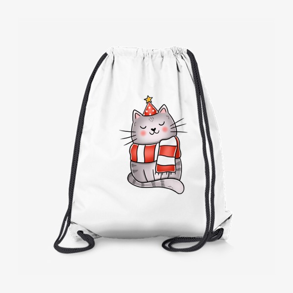 Рюкзак «Новогодний котик в шарфике»