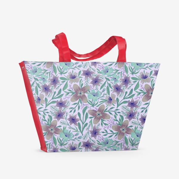 Пляжная сумка «Delicate Purple Floral Pattern»