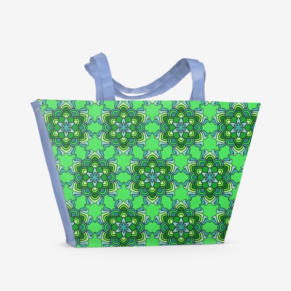 Пляжная сумка &laquo;Зеленая текстура из мандалы &raquo;