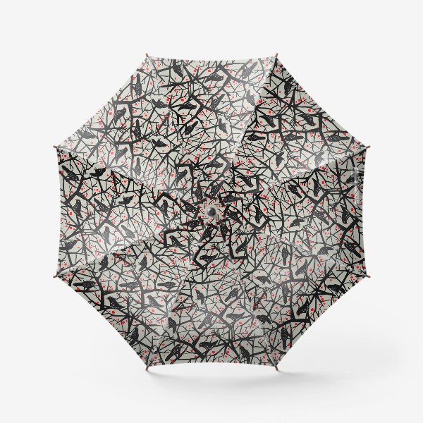 Зонт «Скворцы на чёрных ветках»