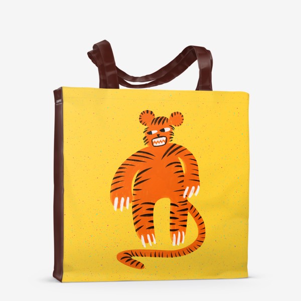Сумка-шоппер «Оранжевый тигр в ретро стиле»