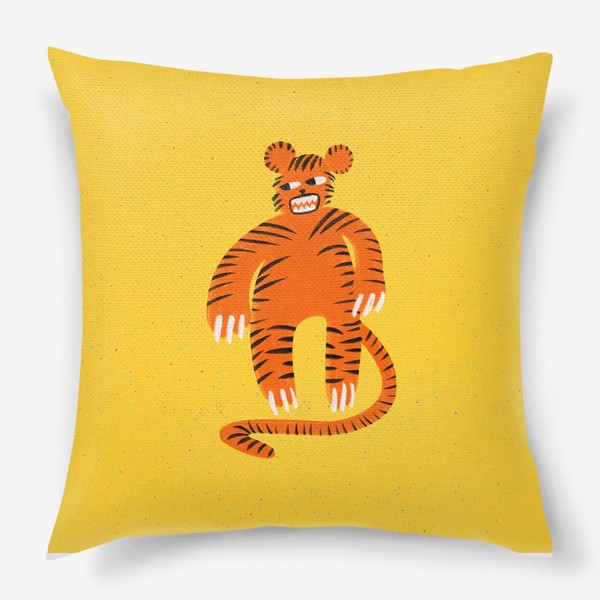 Подушка «Оранжевый тигр в ретро стиле»
