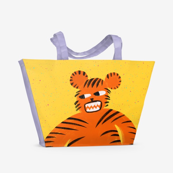Пляжная сумка &laquo;Оранжевый тигр в ретро стиле&raquo;