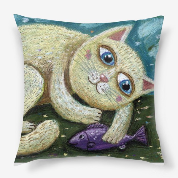 Подушка «Кошка с рыбкой»