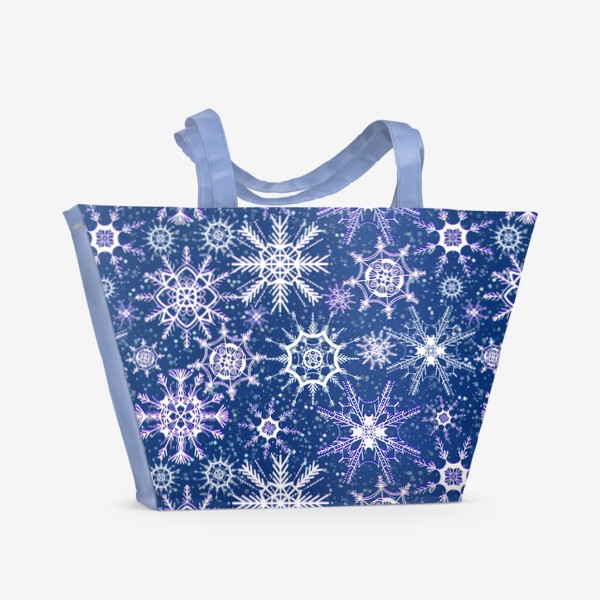 Пляжная сумка «Снежинки на темно-синем небе»