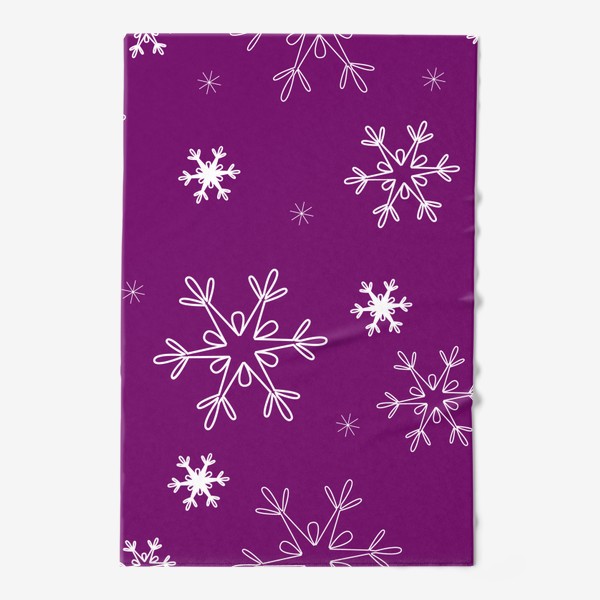 Полотенце «Снежинки на фиолетовом фоне. Новогодний принт»