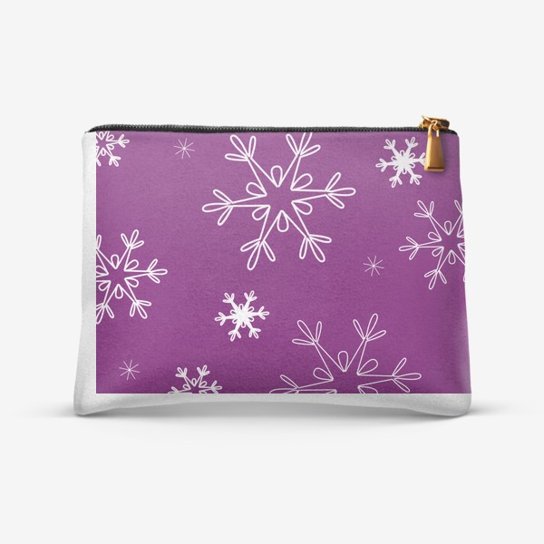 Косметичка «Снежинки на фиолетовом фоне. Новогодний принт»