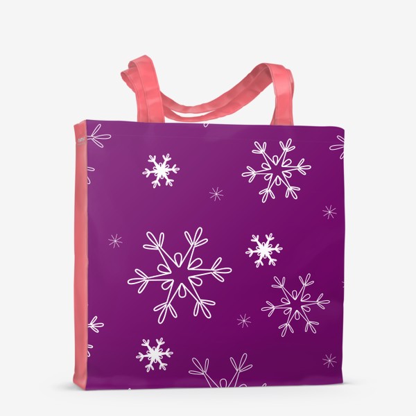 Сумка-шоппер &laquo;Снежинки на фиолетовом фоне. Новогодний принт&raquo;