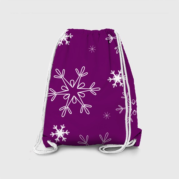 Рюкзак «Снежинки на фиолетовом фоне. Новогодний принт»
