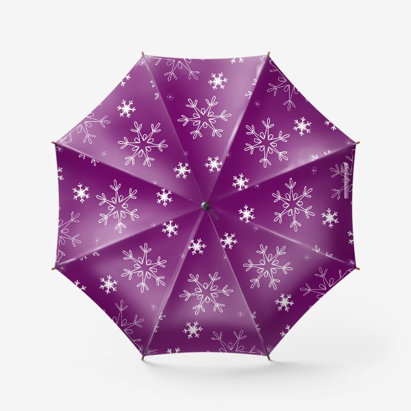 Зонт «Снежинки на фиолетовом фоне. Новогодний принт»