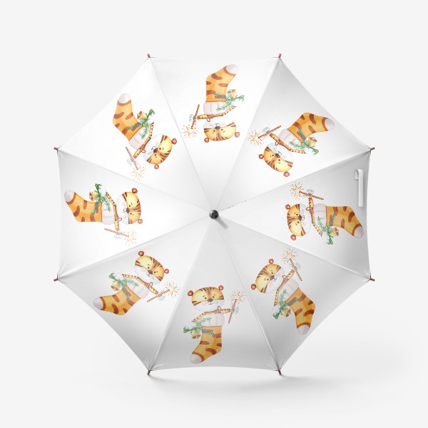Зонт «Новогодний тигренок в рождественском носке»