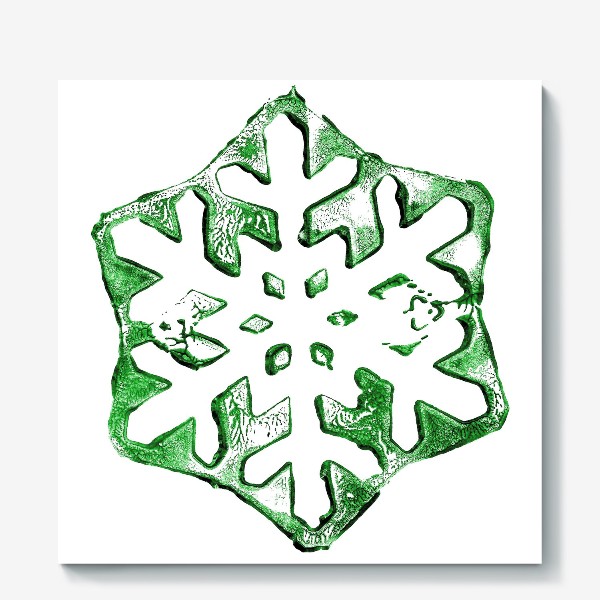 Холст «Снежинка льдинка зеленая»
