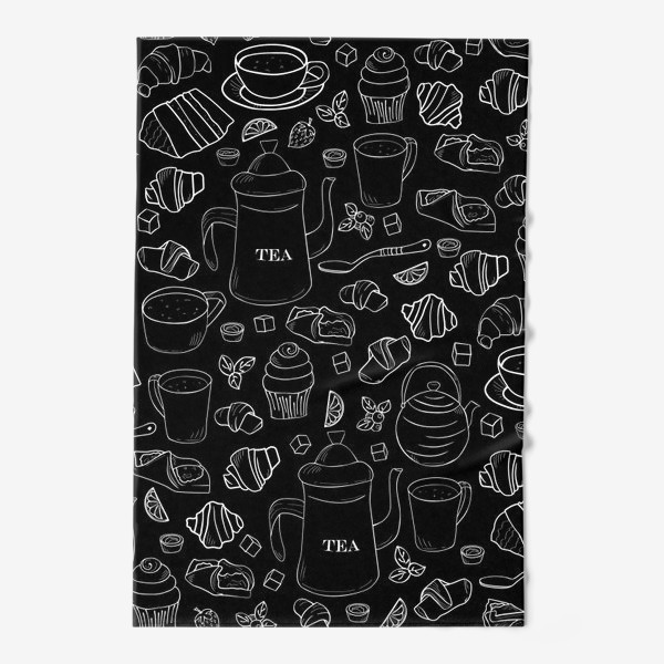 Полотенце «время чая на чёрном»