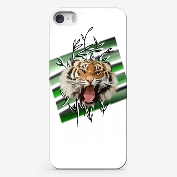 Чехол iPhone «Тигр на фоне полос. Символ 2022»