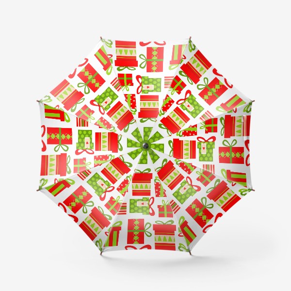 Зонт «Новогодние подарки. Яркий паттерн»