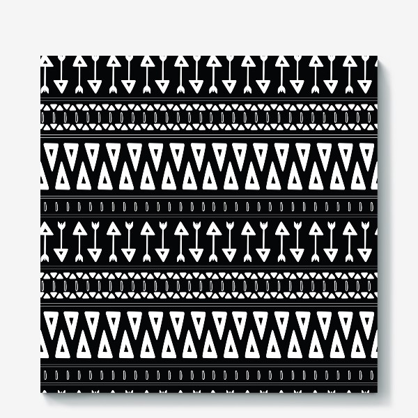 Холст &laquo;Черно-белый традиционный узор. Национальный узор - стрелы и треугольники&raquo;
