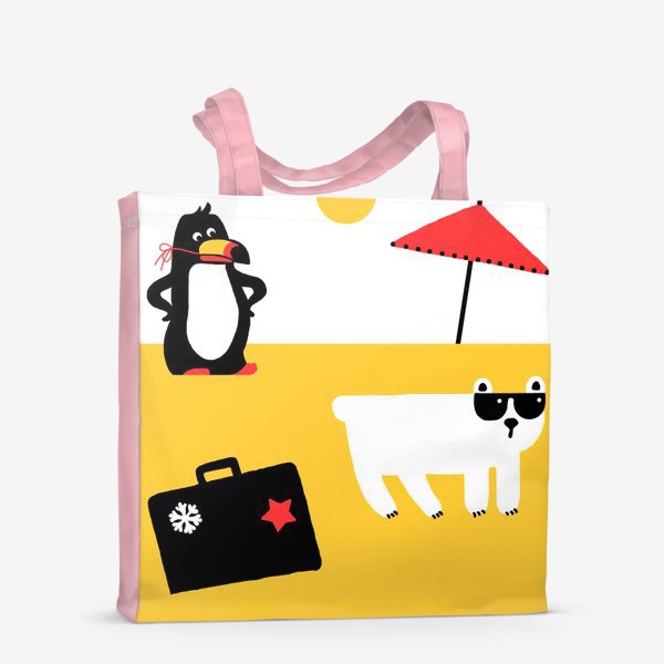 Сумка-шоппер «Пингвин и медведь на пляже»