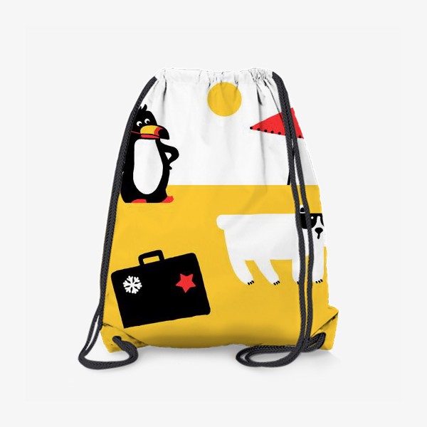 Рюкзак «Пингвин и медведь на пляже»