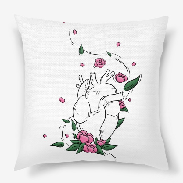 Подушка «Влюбленное сердце в цветах»