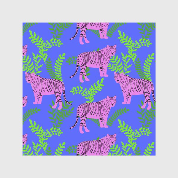 Скатерть «Тигры  на синем фоне»